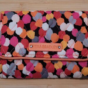 Vera Bradley Tri Fold Pixie Confetti Pink Orange Gray Wallet Coin Purse Credit